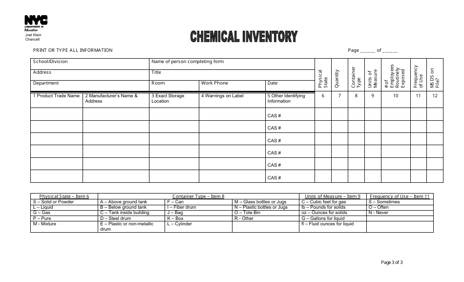 New York City Chemical Inventory Form - Fill Out, Sign Online and ...