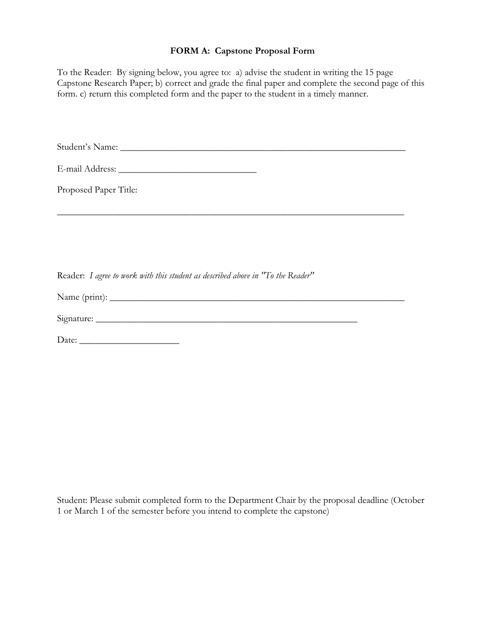 Form a: Capstone Proposal Form, Page 1