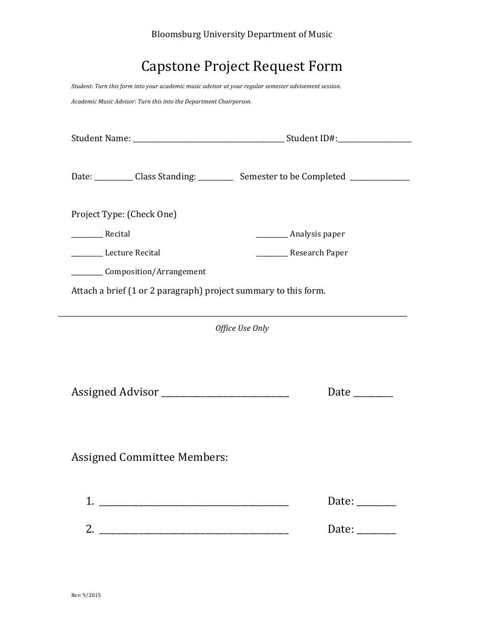 Capstone Project Form - Bloomsburg University Department of Music, Page 3
