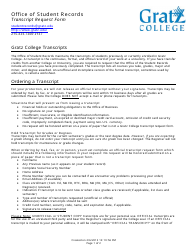 Transcript Request Form - Gratz College - Pennsylvania