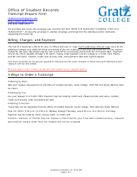 Transcript Request Form - Gratz College - Pennsylvania, Page 2