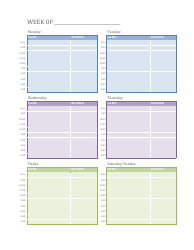 Document preview: Weekly Appointment Schedule Spreadsheet Template