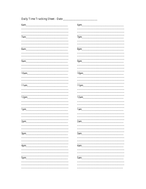 &quot;Daily Time Tracking Sheet Template&quot; Download Pdf