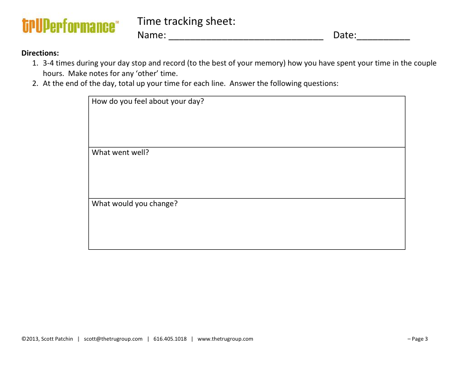 Time Tracking Sheet -tru Performance, Page 3