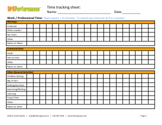 Document preview: Time Tracking Sheet -tru Performance
