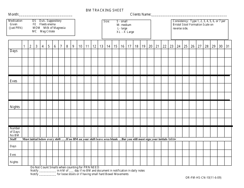 Printable Daily Bowel Movement Chart Template Printable Templates