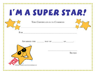 Document preview: I'm a Super Star Award Certificate Template
