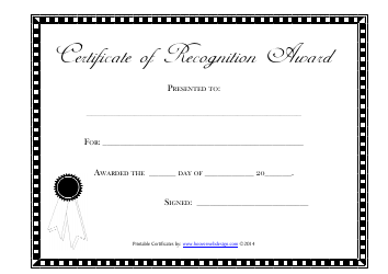 &quot;Certificate of Recognition Template&quot;