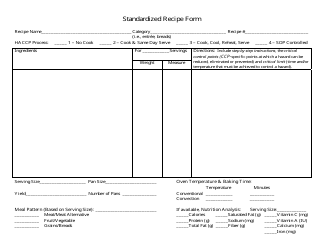 Document preview: Standardized Haccp Recipe Form