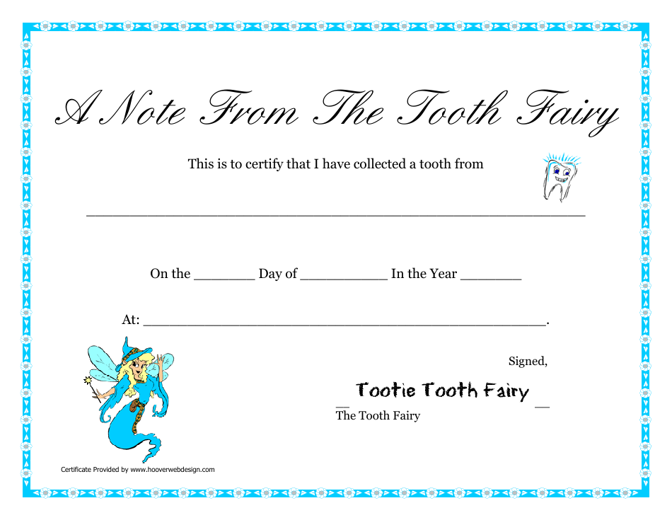 Tooth Fairy Certificate Template - White