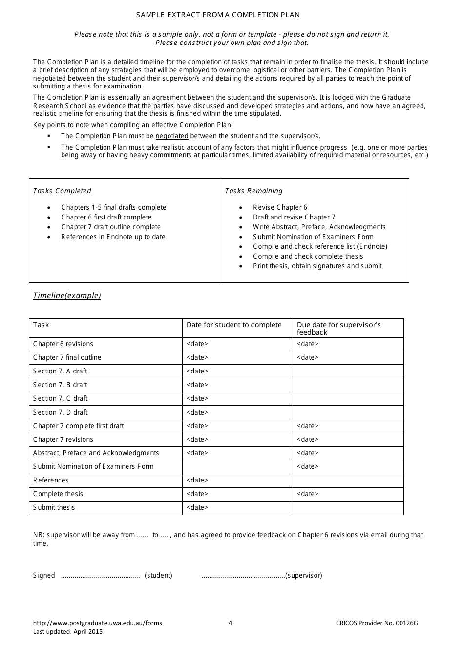 Interim Progress Report Template - the University of Western Australia - Australia, Page 4