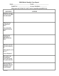 Document preview: Monthly Class Report Template - Prep4kids