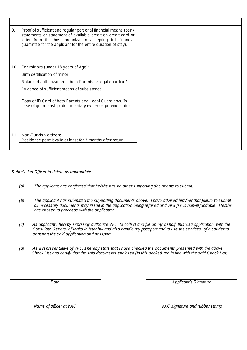 Checklist Template for a Schengen Visa Application to Visit Family  Friend in Malta - Turkey, Page 2