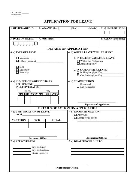 Leave Application Form - White - Fill Out, Sign Online and Download PDF ...