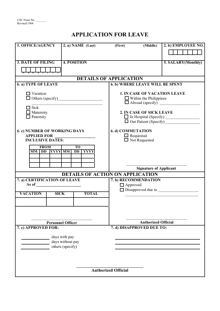 Leave Application Form Printable