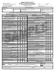 Document preview: Mobile Food Facility Official Inspection Report - Sample - Alameda County, California