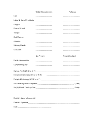 Dental Examination Form - the Salvation Army Children&#039;s Services, Page 2