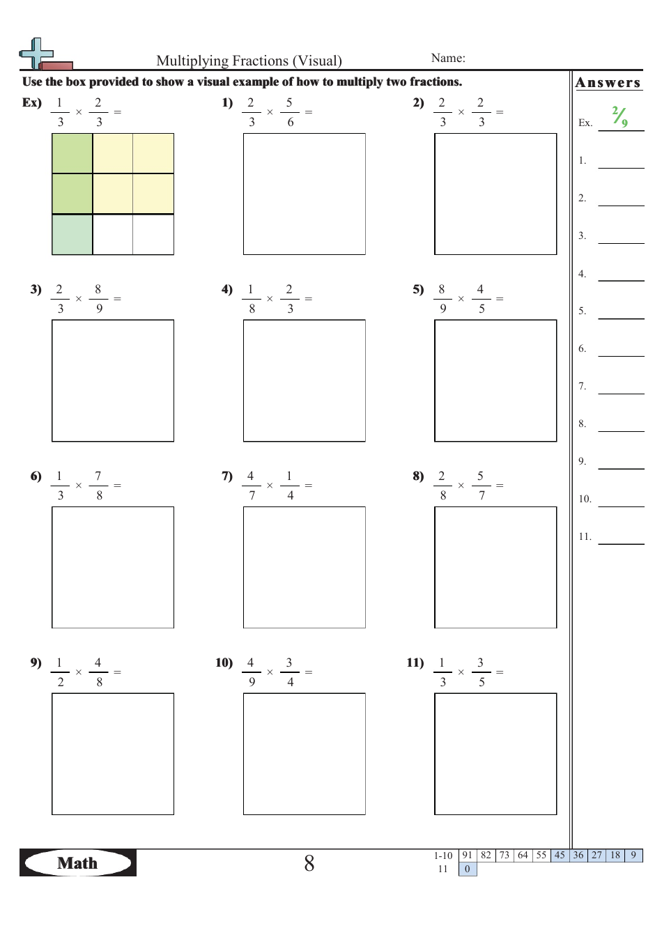 Multiplying Fractions Visual Worksheet With Answers Download Inside Multiplying Fractions Using Models Worksheet