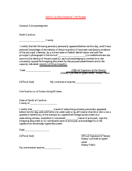 Document preview: North Carolina Notarial Certificates - North Carolina
