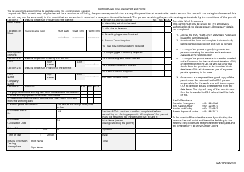&quot;Confined Space Risk Assessment and Permit Form&quot;, Page 2