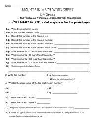 Mountain Math Worksheet - 5th Grade