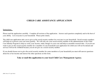Form DHR-CMA-1973 &quot;Child Care Assistance Application&quot; - Alabama