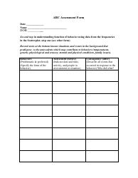 Functional Behavioral Assessment Form, Page 2