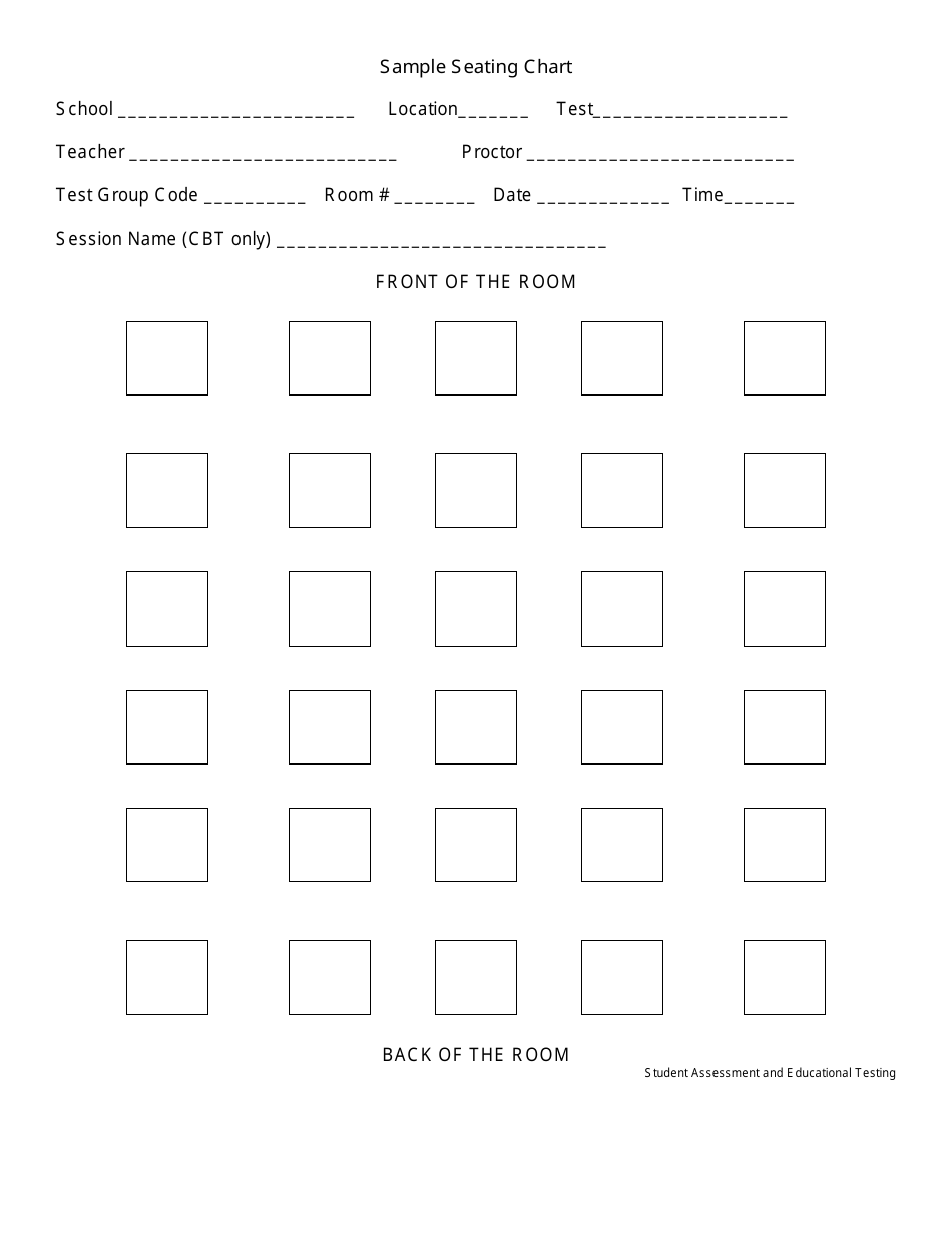 Classroom Seating Chart Template Student Assessment And Educational Testing Download Printable