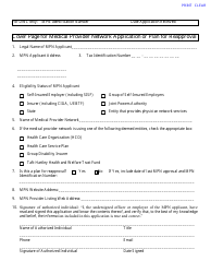 Document preview: Cover Page for Medical Provider Network Application or Plan for Reapproval - California