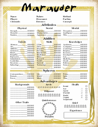 Mage the Ascension Marauder Character Sheet