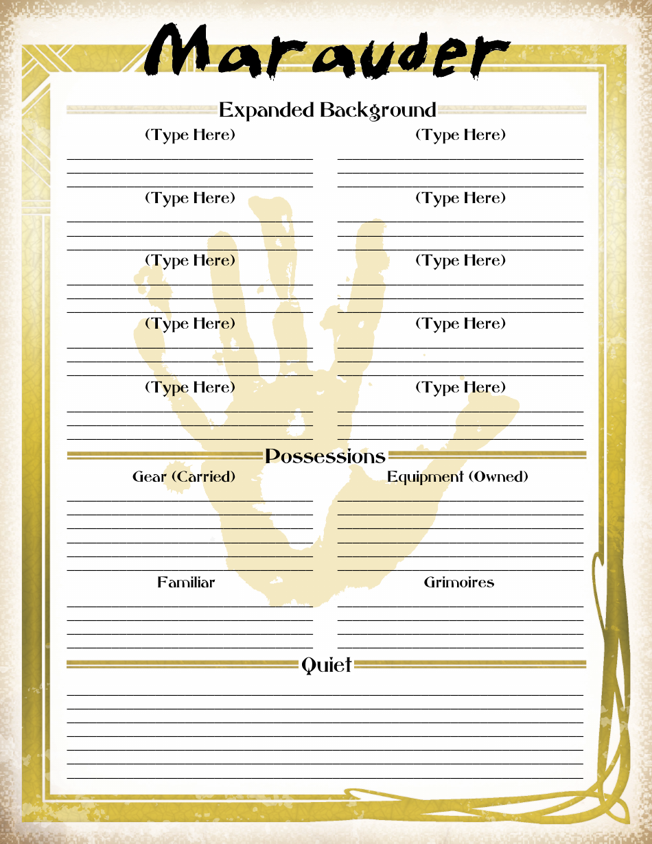 Mage The Ascension Marauder Character Sheet Download Fillable Pdf Templateroller 8001