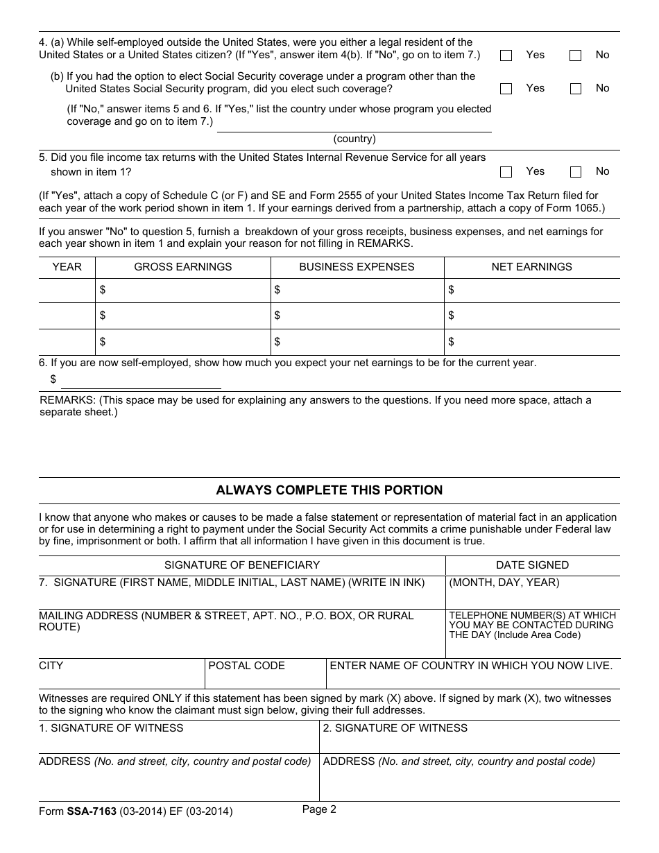 Form Ssa 7163 Fill Out Sign Online And Download Fillable Pdf Templateroller 9956