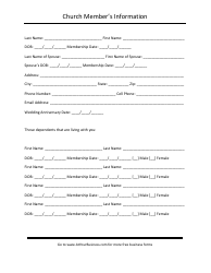 Document preview: Church Member Information Form