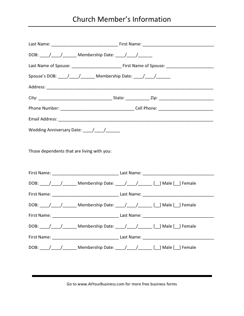 Church Member Information Form