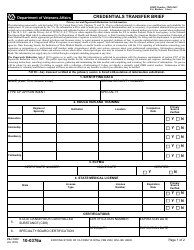 VA Form 10-0376a Credentials Transfer Brief