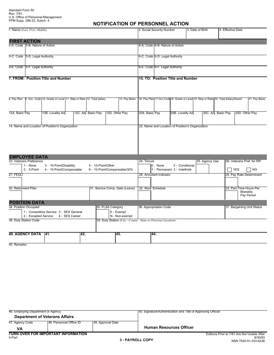 OPM Form SF-50 Notification of Personnel Action, Page 4
