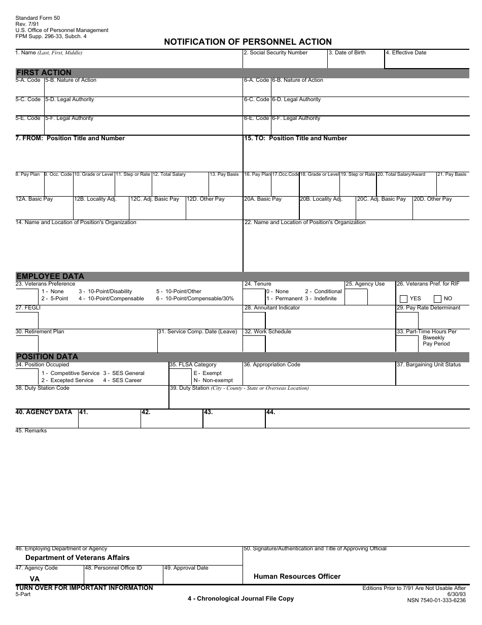 OPM Form SF-50 Notification of Personnel Action, Page 5
