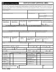 Document preview: VA Form 2793 Shop Data Sheet (Artificial Limbs)