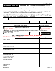 Document preview: VA Form 0120 VA Police Officer Pre-employment Screening Checklist