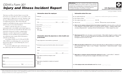 OSHA Form 300 Log of Work Related Injuries and Illnesses, Page 3