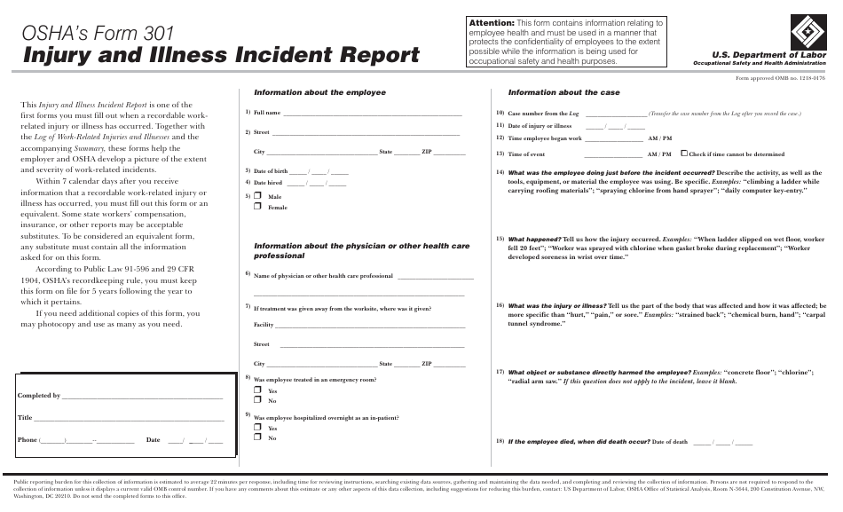 OSHA Form 300 Fill Out, Sign Online and Download Printable PDF