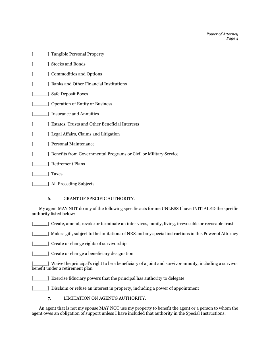 Nevada Statutory Power Of Attorney Form Twelve Points Fill Out Sign Online And Download Pdf 9152