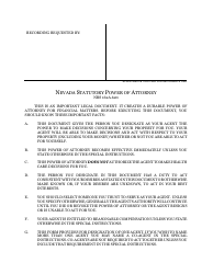 Document preview: Statutory Power of Attorney Form - Twelve Points - Nevada