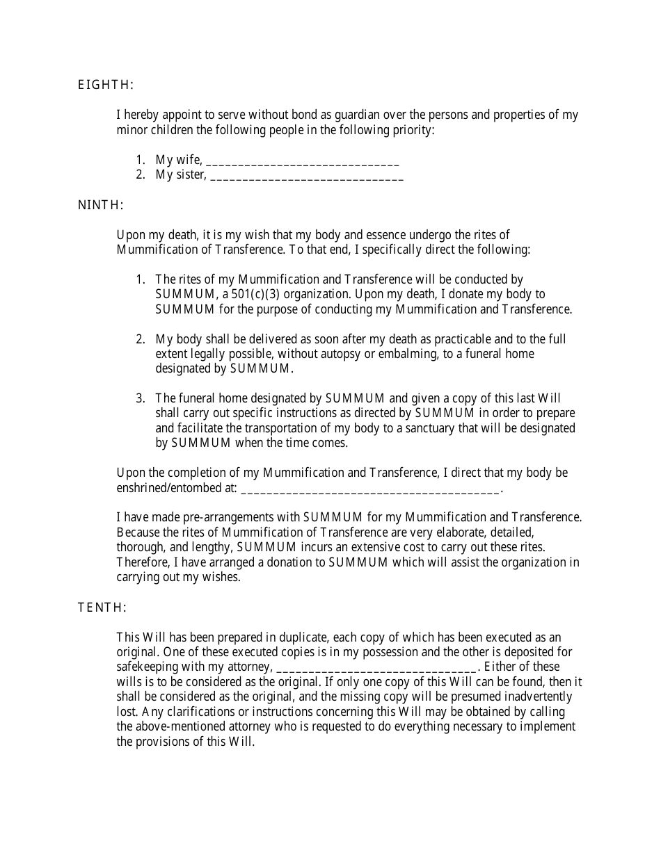 Last Will and Testament Template, Page 3