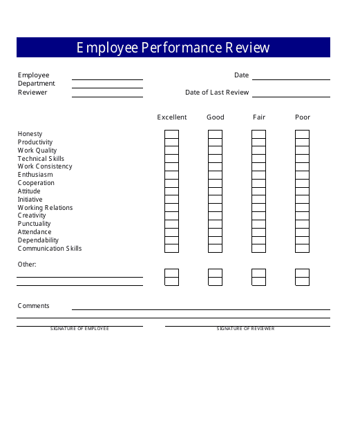 &quot;Employee Performance Review Template&quot; Download Pdf