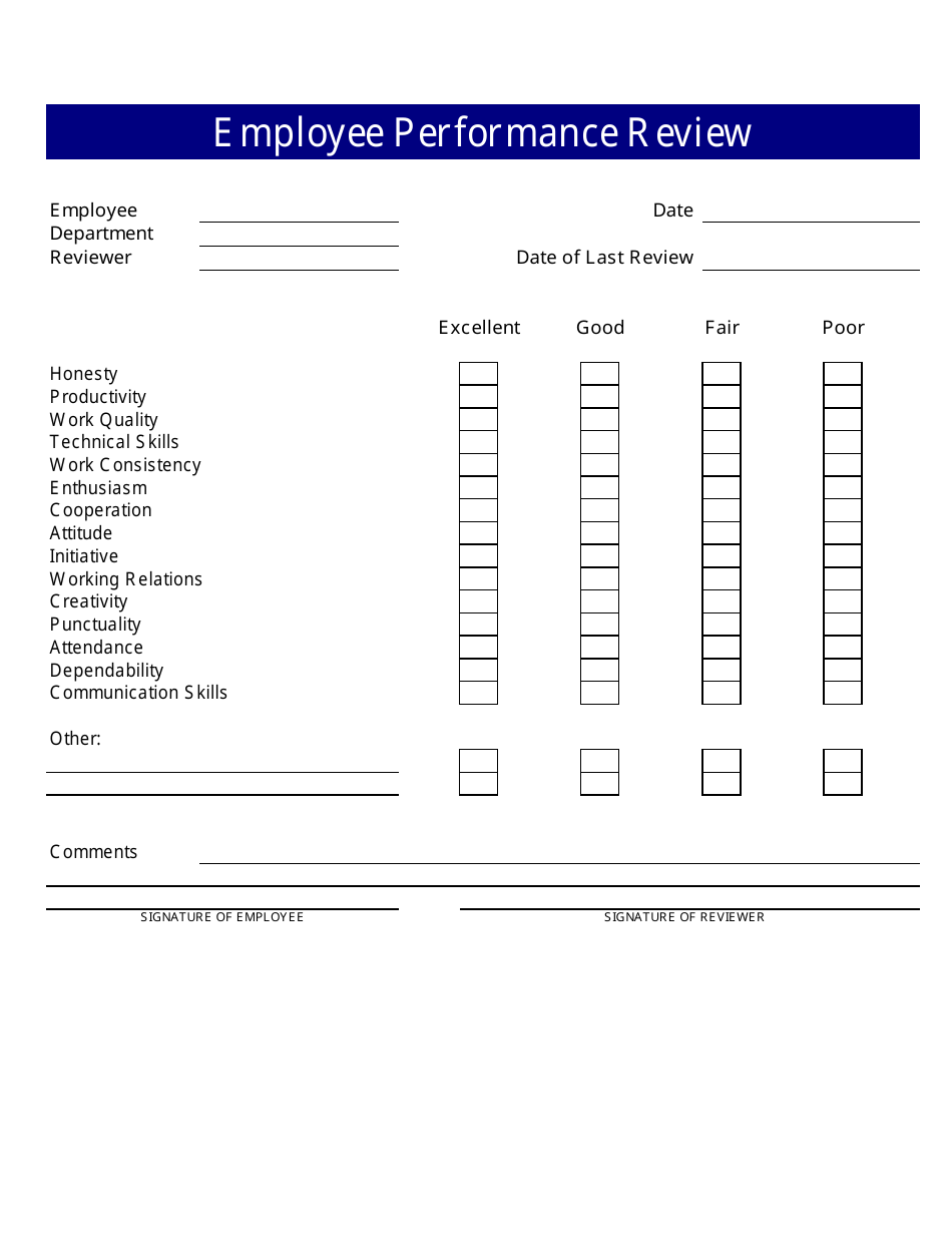 Employee Performance Review Template, Page 1