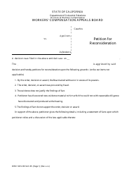 DWC/WCAB Form 45 Petition for Reconsideration - California