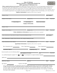 Form 110 Qme Appointment Notification Form - California