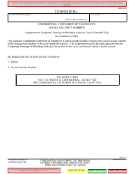 Document preview: Form WG-025 Confidential Supplement to Temporary Earnings Withholding Order for Taxes (State Tax Liability) - California