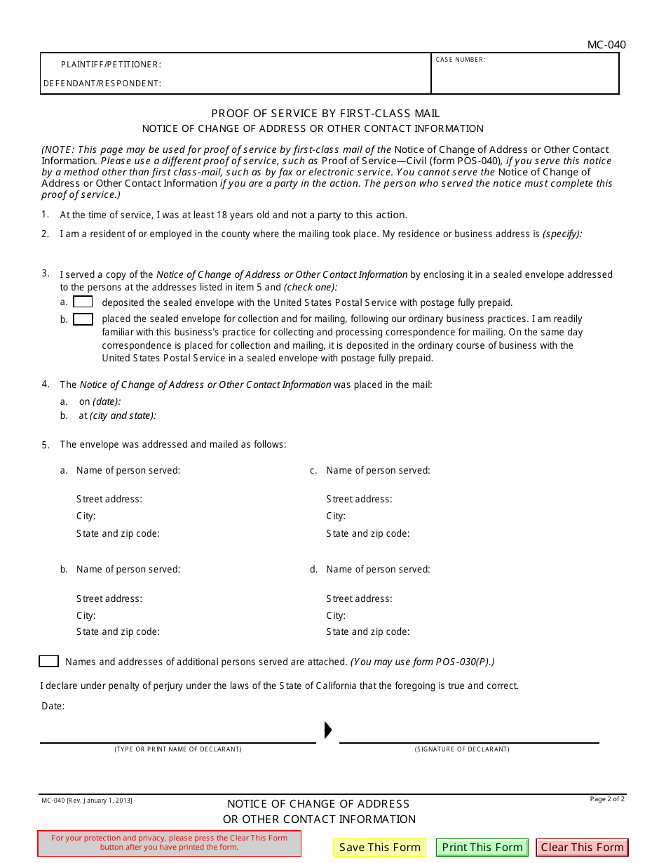 Form MC-040 - Fill Out, Sign Online and Download Fillable PDF ...